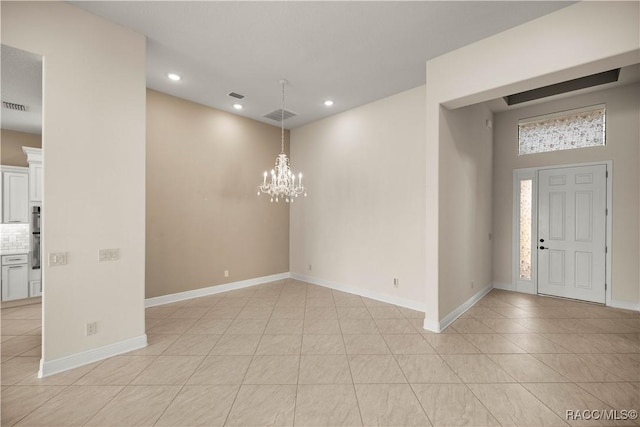 interior space with an inviting chandelier