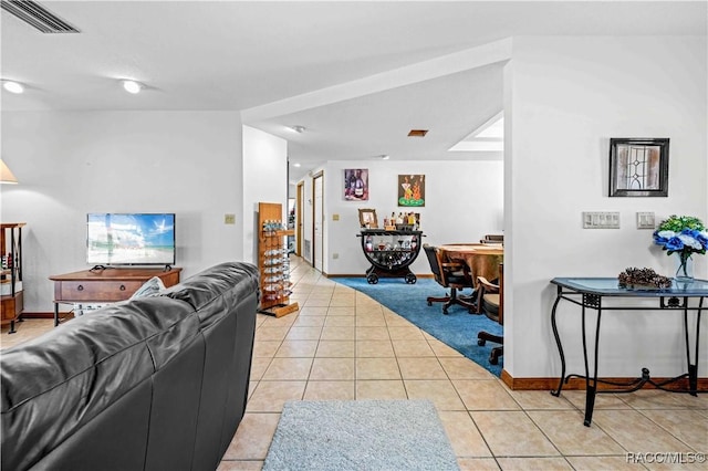 view of tiled living room