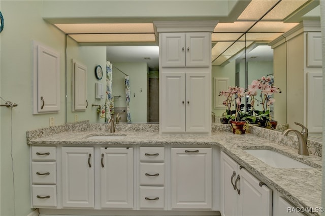 bathroom featuring vanity and walk in shower