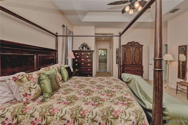 bedroom with carpet and ceiling fan