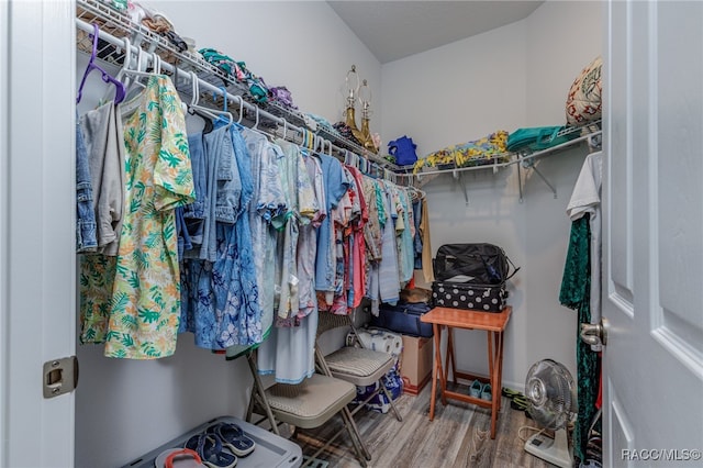 walk in closet featuring hardwood / wood-style flooring