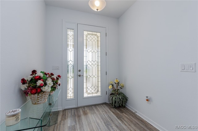 foyer with a wealth of natural light and hardwood / wood-style floors