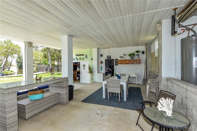 view of patio with water heater