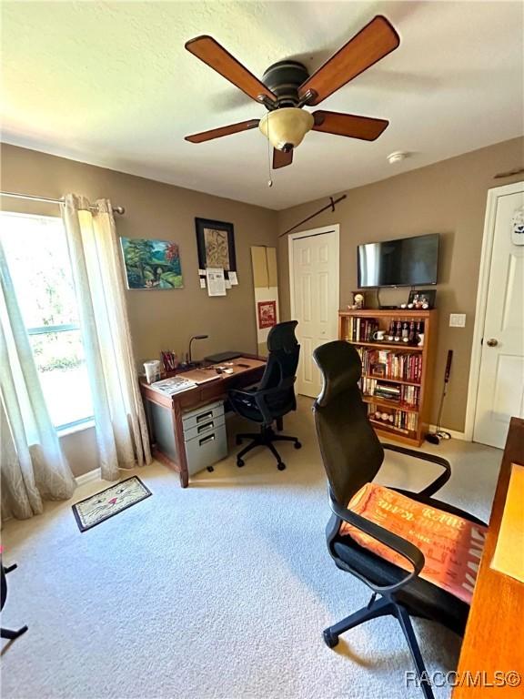 3495 W Wilburton Dr, Citrus Springs, FL 34433 - carpeted home office with ceiling fan