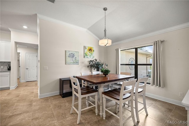 3153 N Chandler Dr, Hernando, FL 34442 - dining room with ornamental molding, vaulted ceiling, and recessed lighting