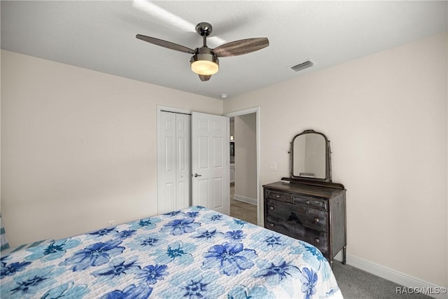 3153 N Chandler Dr, Hernando, FL 34442 - carpeted bedroom with a ceiling fan and a closet