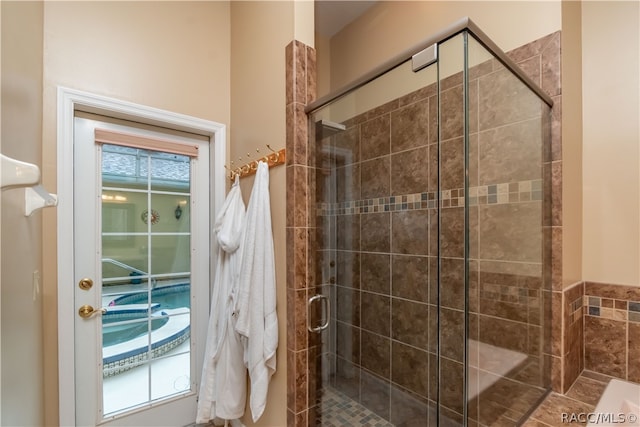 bathroom featuring walk in shower