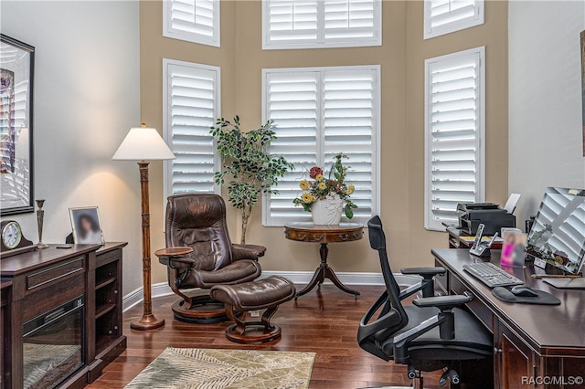 office area featuring dark hardwood / wood-style flooring and a wealth of natural light