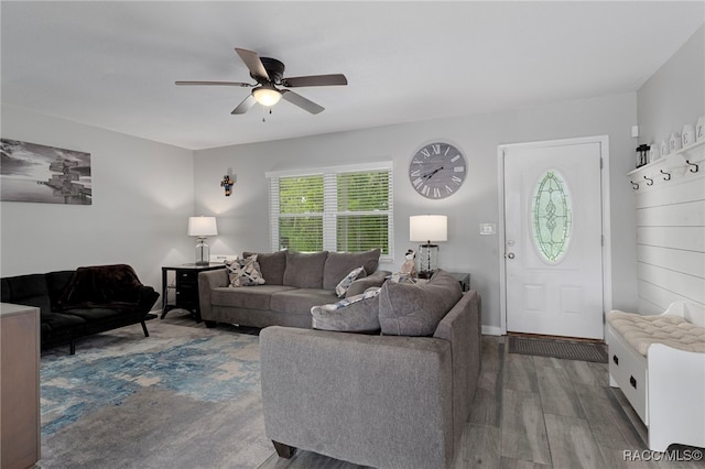 4306 E Gloria Dr, Hernando, FL 34442 - living room featuring a ceiling fan and wood finished floors