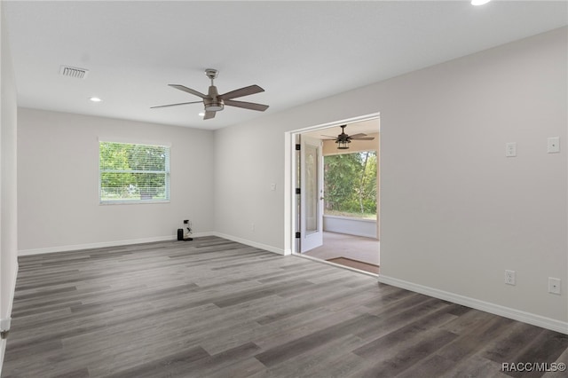 4306 E Gloria Dr, Hernando, FL 34442 - spare room with plenty of natural light, recessed lighting, ceiling fan, and wood finished floors