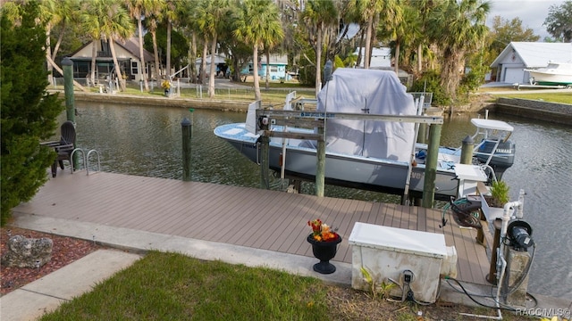 view of dock featuring a water view