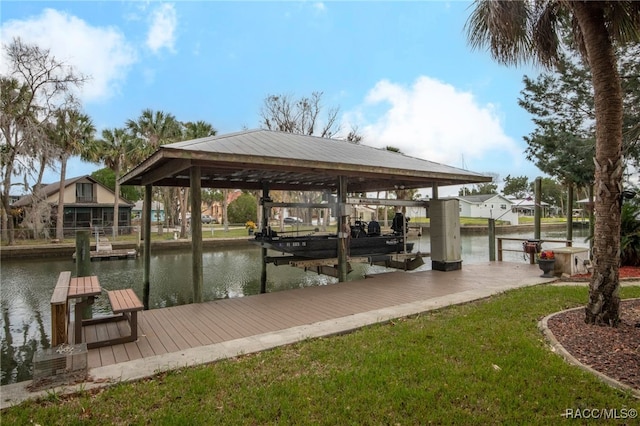 view of dock featuring a water view