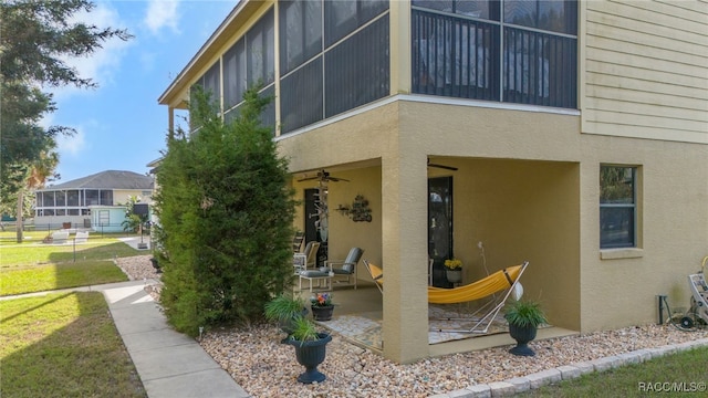 view of property exterior with a patio