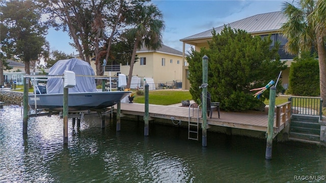 view of dock featuring a water view