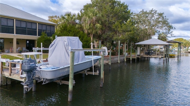 dock area featuring a water view