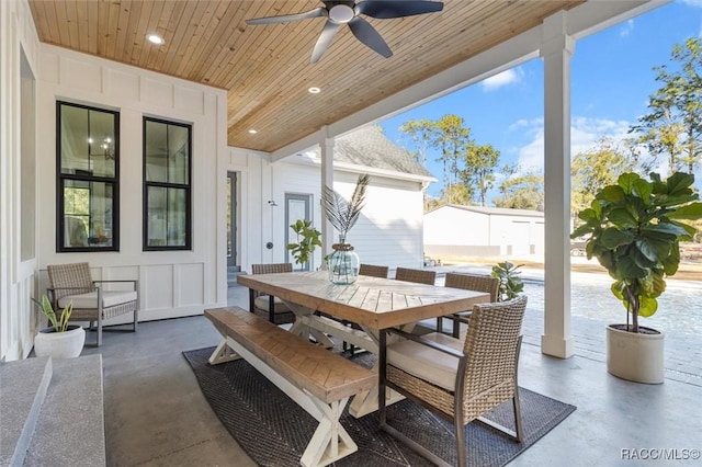 view of patio / terrace featuring ceiling fan