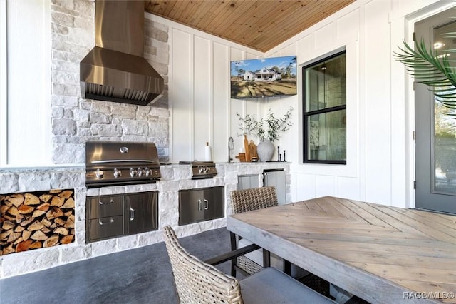 view of patio featuring sink, a grill, and area for grilling