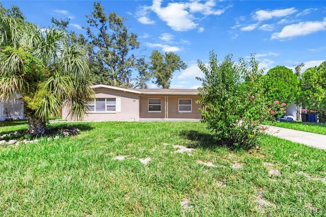 ranch-style house featuring a front yard