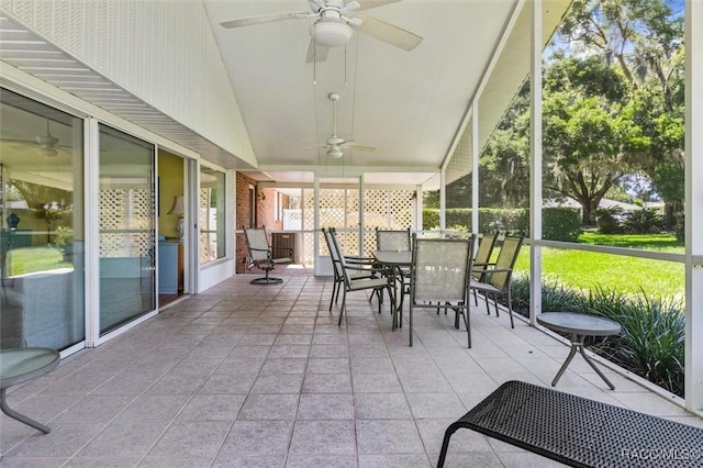 839 N Foxrun Ter, Inverness, FL 34453 - sunroom with a ceiling fan, outdoor dining area, and lofted ceiling
