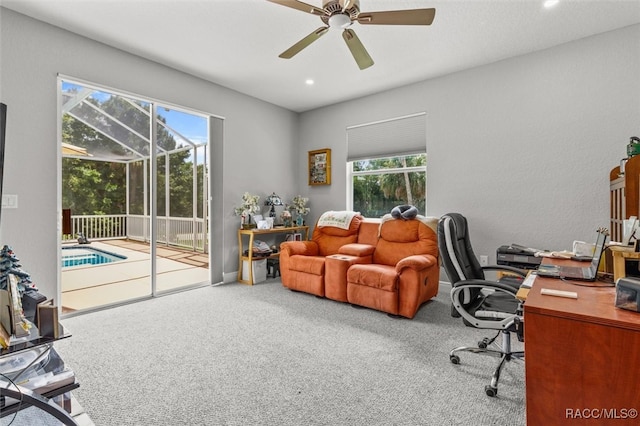 office area featuring carpet and a healthy amount of sunlight