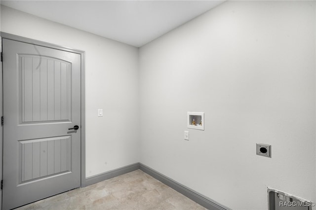 laundry area with electric dryer hookup and hookup for a washing machine