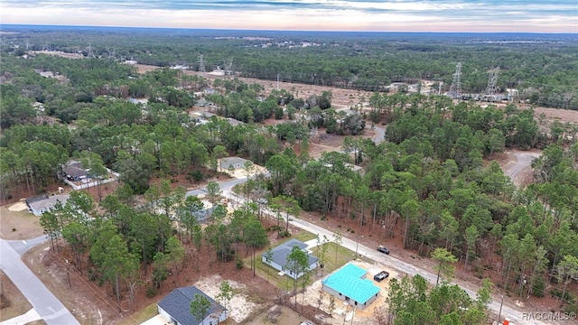 view of aerial view at dusk