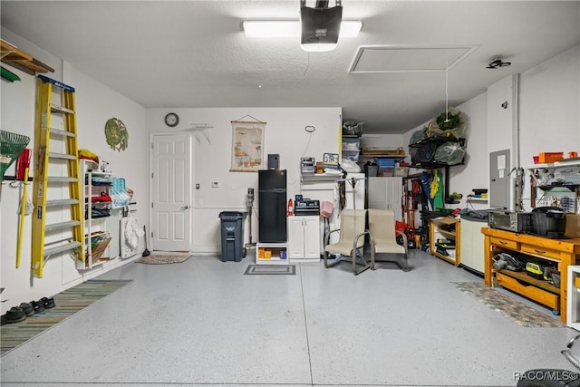 garage with a garage door opener