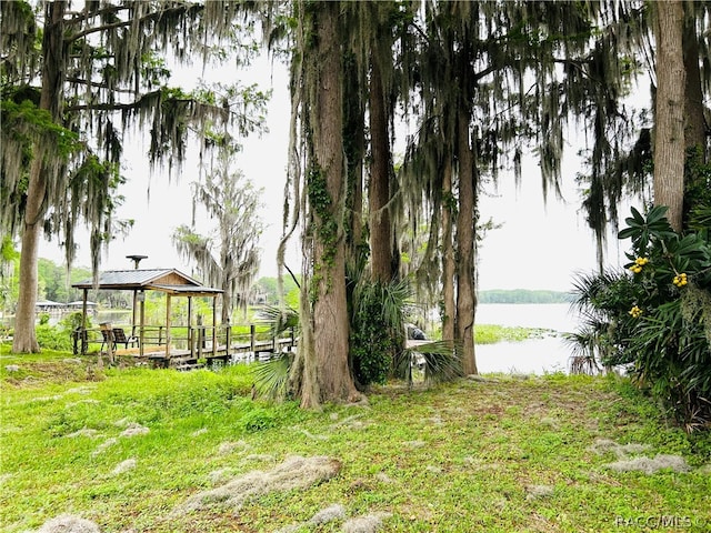 view of yard featuring a water view