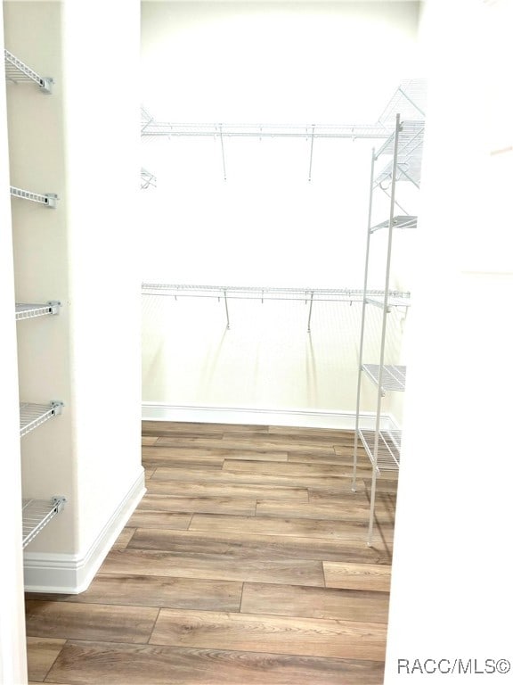 spacious closet featuring hardwood / wood-style floors