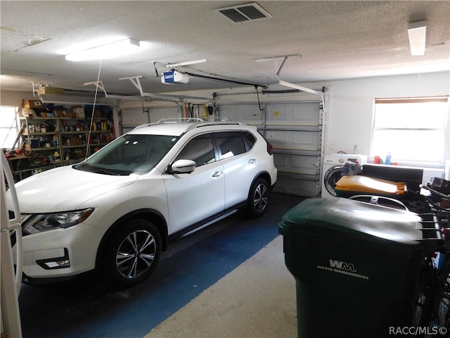 garage with a garage door opener