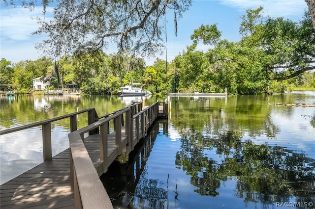 view of dock featuring a water view