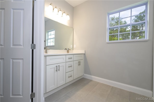 bathroom with tile patterned flooring and vanity