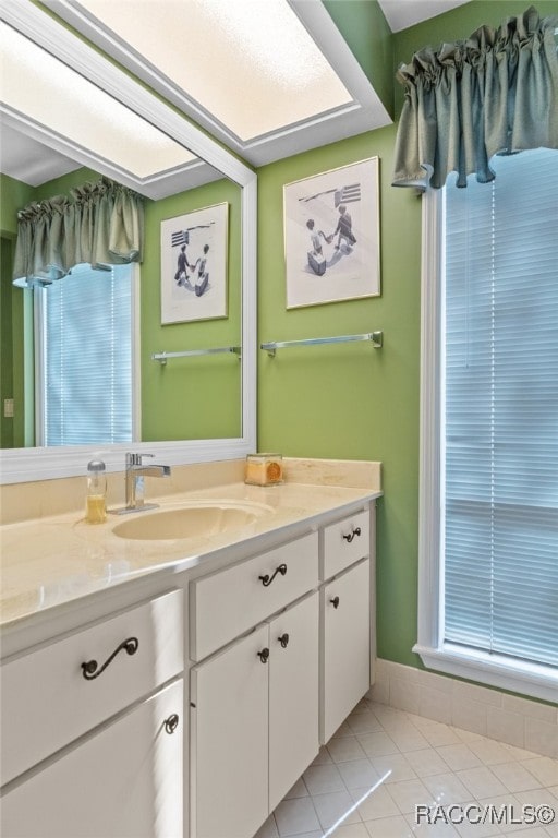 bathroom featuring vanity and tile patterned floors