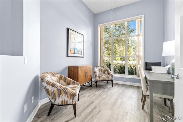 sitting room featuring light hardwood / wood-style floors