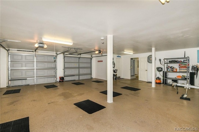 garage with a garage door opener