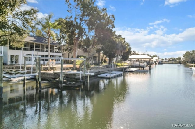 dock area featuring a water view