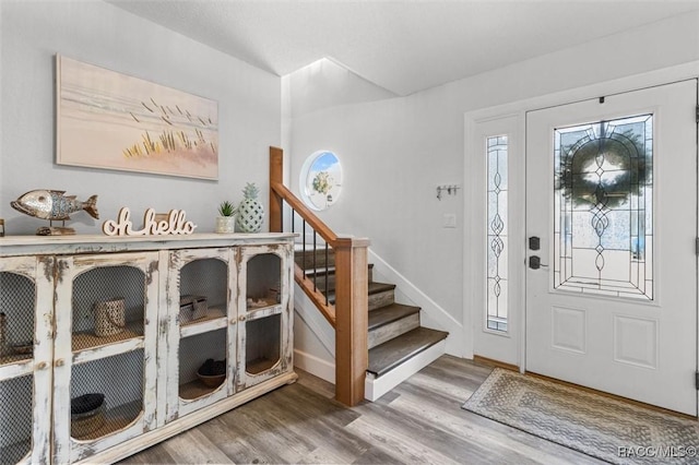 entrance foyer with a healthy amount of sunlight and hardwood / wood-style flooring