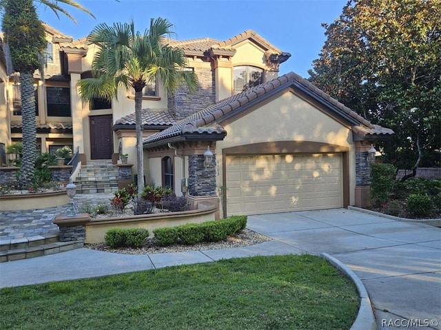 1103 W Pointe Vista Path Unit A4, Hernando, FL 34442 - mediterranean / spanish-style house with stucco siding, a tile roof, and stone siding