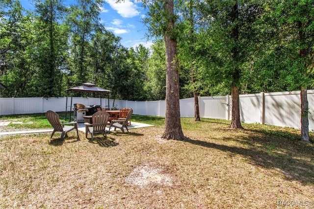 view of yard featuring a fenced backyard