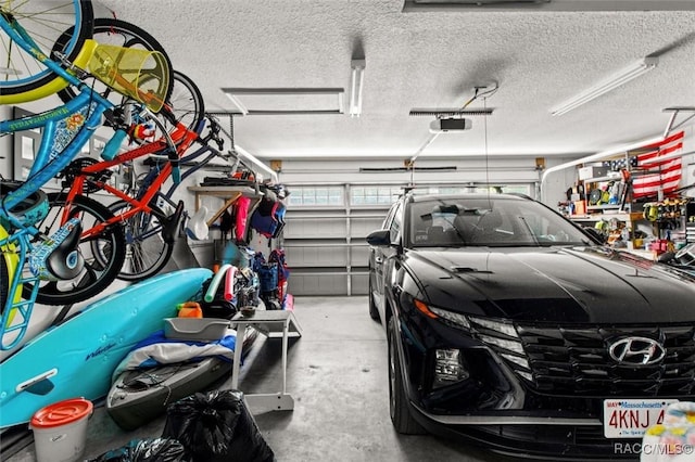 garage with a garage door opener