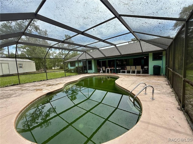 2750 W Mustang Blvd, Beverly Hills, FL 34465 - outdoor pool featuring a patio and glass enclosure