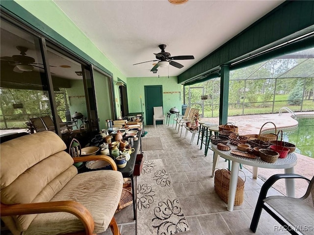2750 W Mustang Blvd, Beverly Hills, FL 34465 - sunroom / solarium featuring a ceiling fan and outdoor lounge area