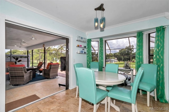 391 E Falconry Ct, Hernando, FL 34442 - dining room featuring crown molding and plenty of natural light