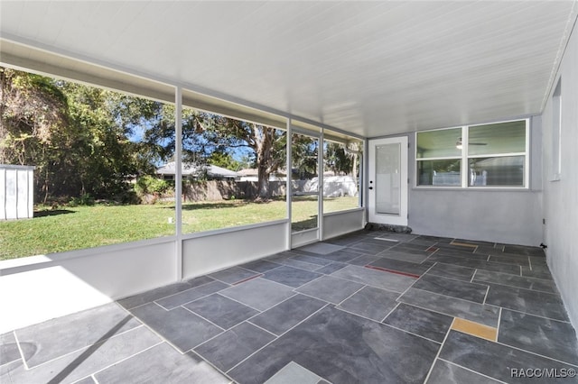 view of unfurnished sunroom