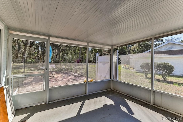 view of unfurnished sunroom