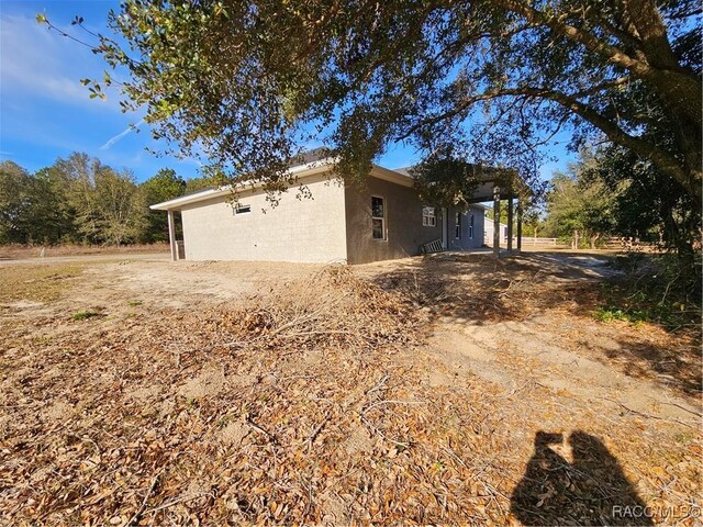 exterior space featuring a garage