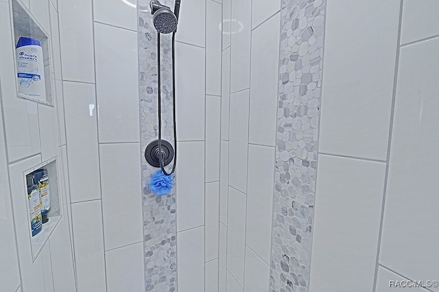 interior details with tiled shower