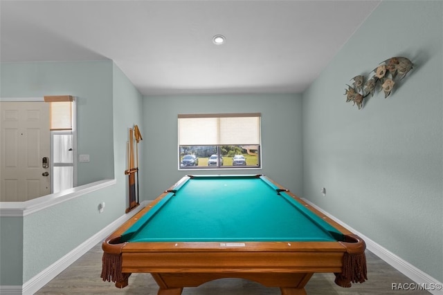3945 N Timucua Pt, Crystal River, FL 34428 - game room with billiards, baseboards, and wood finished floors