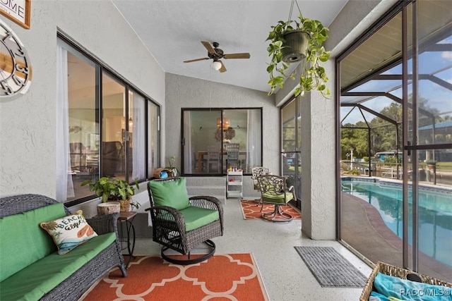 3945 N Timucua Pt, Crystal River, FL 34428 - sunroom with a ceiling fan and an outdoor living space