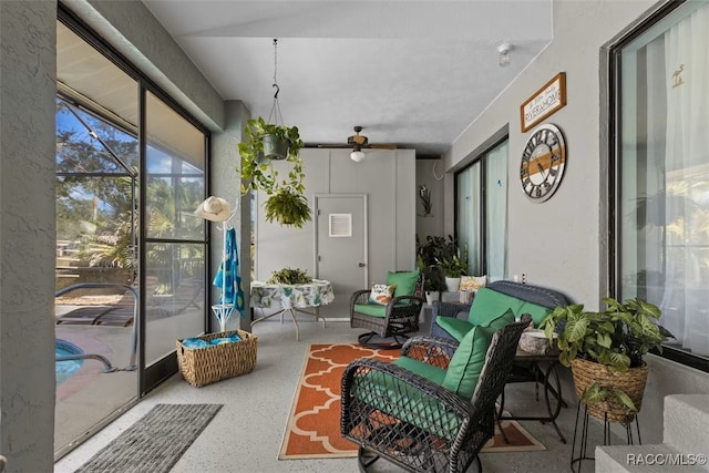 3945 N Timucua Pt, Crystal River, FL 34428 - sunroom / solarium featuring ceiling fan and an outdoor living space